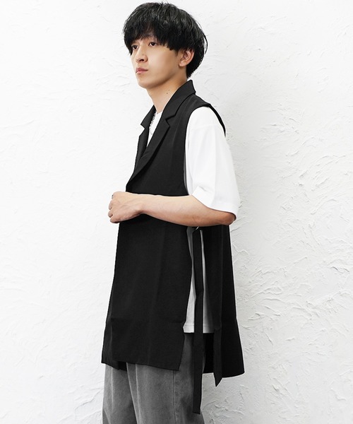 MinoriTY(マイノリティ)の「【MinoriTY】テーラードロングジレ メンズ 夏服 ユニセックス(ベスト・メンズ・ベージュ/ブラック・L/M)」の5枚目の写真