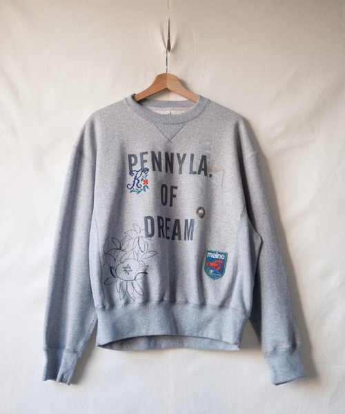 KHOKI(コッキ)の「【KHOKI/コッキ】26fw-t-06 Hand-stitched sweatshirt(スウェット・メンズ・ネイビー/グレー・2/3)」の2枚目の写真