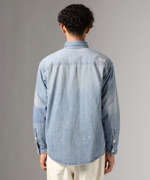 BAYFLOW(ベイフロー)の「リペアデニムシャツ(シャツ/ブラウス・メンズ・ブルー/ライトブルー・MEDIUM/LARGE)」の14枚目の写真