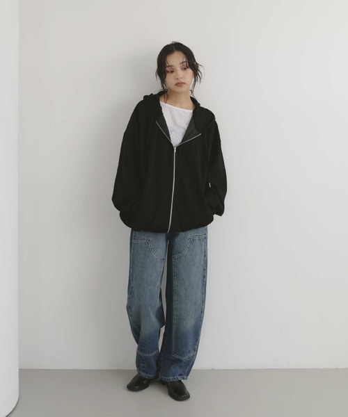 hellam(へラム)の「オーバーサイズダブルジップフーディ(パーカー・レディース・杢グレー/ブラウン/ブラック/オートミール・FREE)」の14枚目の写真