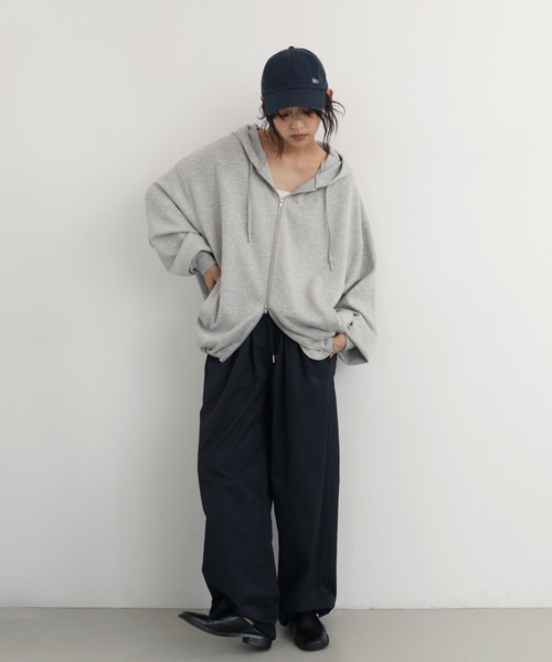 hellam(へラム)の「オーバーサイズダブルジップフーディ(パーカー・レディース・杢グレー/ブラウン/ブラック/オートミール・FREE)」の5枚目の写真