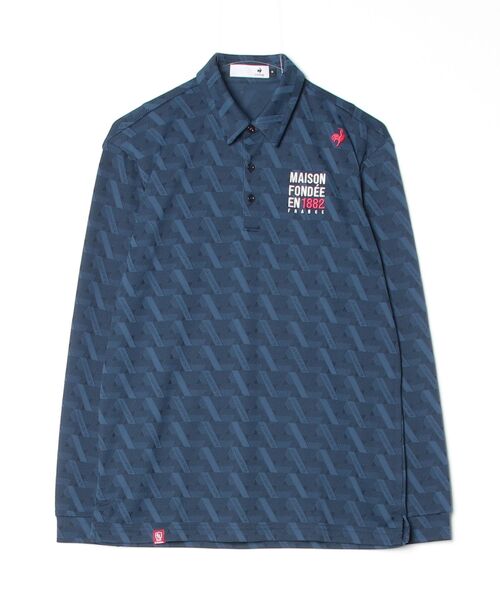 le coq sportif GOLF（ルコックスポルティフゴルフ）の「ルコックゴルフ　ランダムジャカード長袖シャツ（ポロシャツ・メンズ・ホワイト/ネイビー・XXL/XL/M/L）」の2枚目の写真