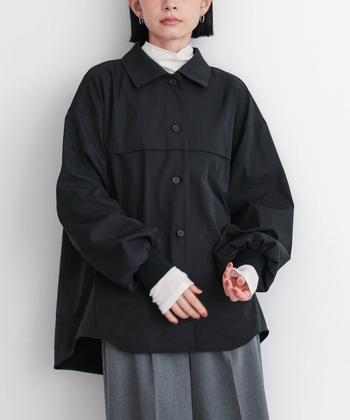 for/c(フォーシー)の「ストール付シャツアウター【サスティナブル】(その他アウター・レディース・ブラック/ベージュ・M/L)」の2枚目の写真