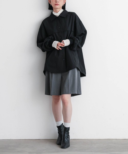 for/c(フォーシー)の「ストール付シャツアウター【サスティナブル】(その他アウター・レディース・ブラック/ベージュ・M/L)」の10枚目の写真