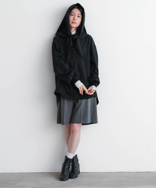 for/c(フォーシー)の「ストール付シャツアウター【サスティナブル】(その他アウター・レディース・ブラック/ベージュ・M/L)」の14枚目の写真