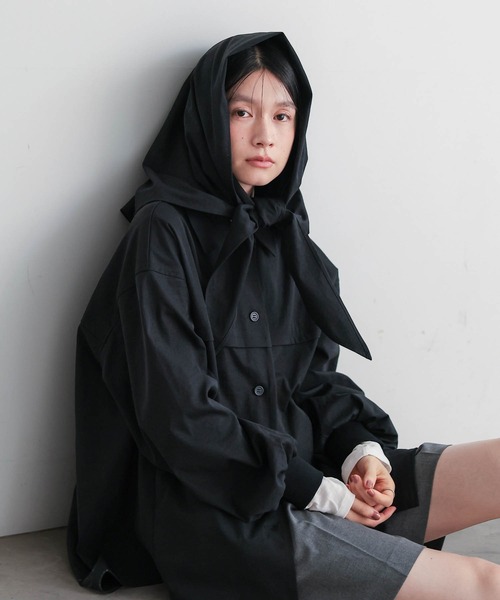 for/c(フォーシー)の「ストール付シャツアウター【サスティナブル】(その他アウター・レディース・ブラック/ベージュ・M/L)」の20枚目の写真