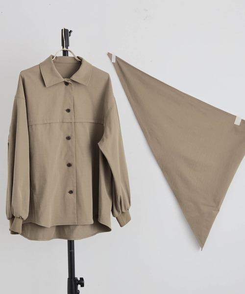 for/c(フォーシー)の「ストール付シャツアウター【サスティナブル】(その他アウター・レディース・ブラック/ベージュ・M/L)」の4枚目の写真