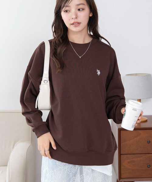 U.S. POLO ASSN.(ユーエスポロアッスン)の「WEGO/【26年秋冬新作】U.S.POLO ASSN.ダンボールスウェット(スウェット・レディース・アイボリー/杢グレー/ブラウン/ネイビー/ライトピンク/ダークグリーン・LARGE/MEDIUM/X-LARGE)」の4枚目の写真