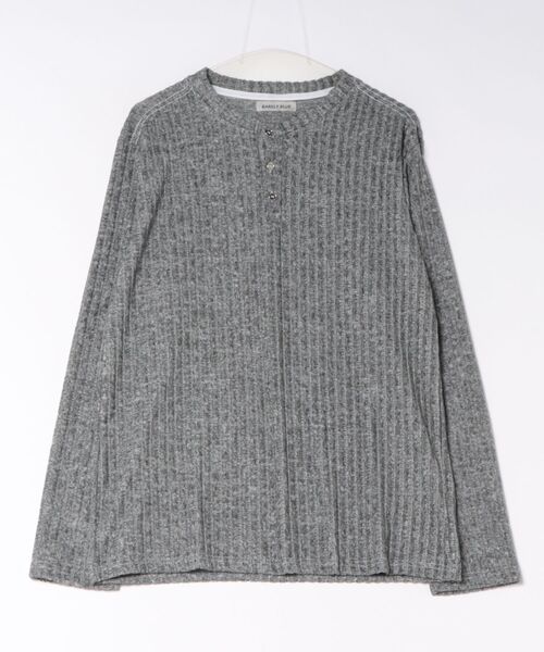 BARELY BLUE（ベアリーブルー）の「【 BARELY BLUE / ベアリーブルー 】 ルーズ リブ ヘンリーネック ロンT（Tシャツ/カットソー・メンズ・グレー/ベージュ・FREE）」の8枚目の写真