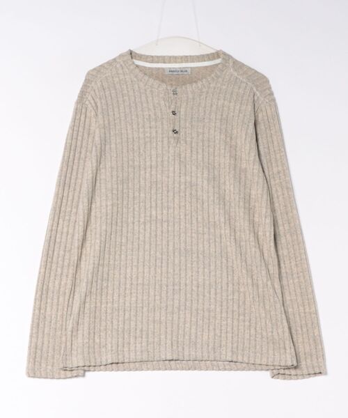 BARELY BLUE（ベアリーブルー）の「【 BARELY BLUE / ベアリーブルー 】 ルーズ リブ ヘンリーネック ロンT（Tシャツ/カットソー・メンズ・グレー/ベージュ・FREE）」の9枚目の写真
