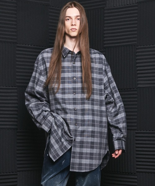 MAISON SPECIAL（メゾンスペシャル）の「《UNISEX》【イタリアンデッドストックファブリック】プライムオーバーレギュラーカラーシャツコート/【Italian Dead Stock Fabric】Prime-Over Regular Collar Shirt Coat【MAISON SPECIAL/メゾンスペシャル】（シャツ/ブラウス・メンズ・オレンジ/グレイッシュベージュ/ライトグリーン/ネイビー/レッド/カーキ/グレー/ライトグレー/ブルー・2/1/0）」の2枚目の写真