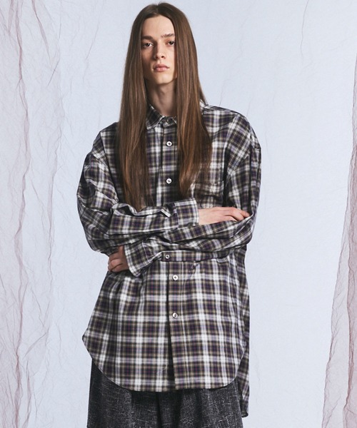 MAISON SPECIAL（メゾンスペシャル）の「《UNISEX》【イタリアンデッドストックファブリック】プライムオーバーレギュラーカラーシャツコート/【Italian Dead Stock Fabric】Prime-Over Regular Collar Shirt Coat【MAISON SPECIAL/メゾンスペシャル】（シャツ/ブラウス・メンズ・オレンジ/グレイッシュベージュ/ライトグリーン/ネイビー/レッド/カーキ/グレー/ライトグレー/ブルー・2/1/0）」の4枚目の写真
