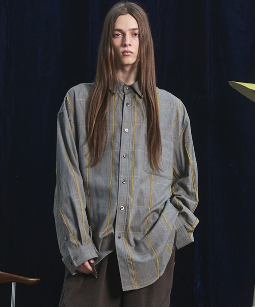 MAISON SPECIAL（メゾンスペシャル）の「《UNISEX》【イタリアンデッドストックファブリック】プライムオーバーレギュラーカラーシャツコート/【Italian Dead Stock Fabric】Prime-Over Regular Collar Shirt Coat【MAISON SPECIAL/メゾンスペシャル】（シャツ/ブラウス・メンズ・オレンジ/グレイッシュベージュ/ライトグリーン/ネイビー/レッド/カーキ/グレー/ライトグレー/ブルー・2/1/0）」の3枚目の写真