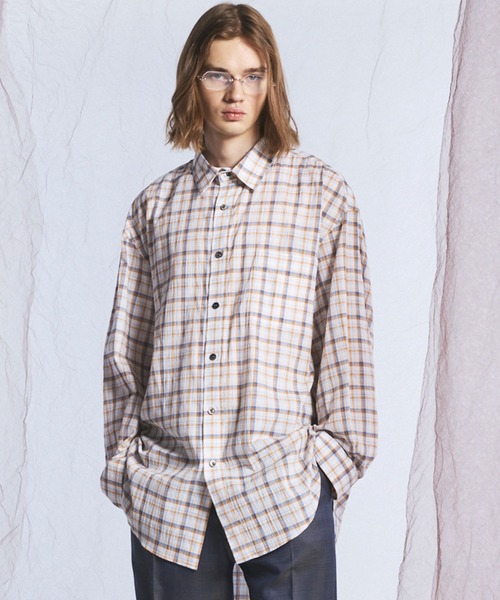 MAISON SPECIAL(メゾンスペシャル)の「《UNISEX》【イタリアンデッドストックファブリック】プライムオーバーレギュラーカラーシャツコート/【Italian Dead Stock Fabric】Prime-Over Regular Collar Shirt Coat【MAISON SPECIAL/メゾンスペシャル】(シャツ/ブラウス・メンズ・オレンジ/グレイッシュベージュ/ライトグリーン/ネイビー/レッド/カーキ/グレー/ライトグレー/ブルー・2/1/0)」の9枚目の写真