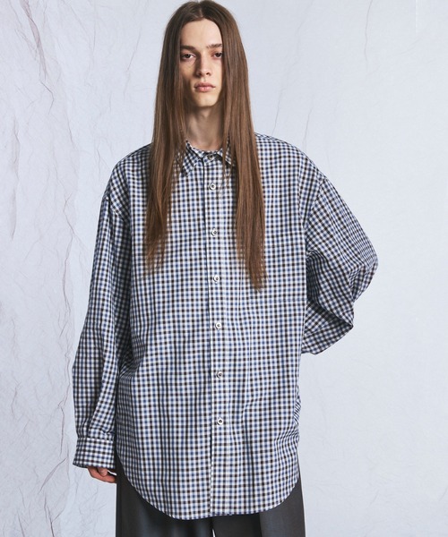 MAISON SPECIAL（メゾンスペシャル）の「《UNISEX》【イタリアンデッドストックファブリック】プライムオーバーレギュラーカラーシャツコート/【Italian Dead Stock Fabric】Prime-Over Regular Collar Shirt Coat【MAISON SPECIAL/メゾンスペシャル】（シャツ/ブラウス・メンズ・オレンジ/グレイッシュベージュ/ライトグリーン/ネイビー/レッド/カーキ/グレー/ライトグレー/ブルー・2/1/0）」の7枚目の写真