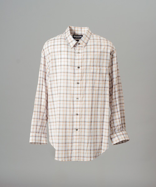 MAISON SPECIAL（メゾンスペシャル）の「《UNISEX》【イタリアンデッドストックファブリック】プライムオーバーレギュラーカラーシャツコート/【Italian Dead Stock Fabric】Prime-Over Regular Collar Shirt Coat【MAISON SPECIAL/メゾンスペシャル】（シャツ/ブラウス・メンズ・オレンジ/グレイッシュベージュ/ライトグリーン/ネイビー/レッド/カーキ/グレー/ライトグレー/ブルー・2/1/0）」の11枚目の写真