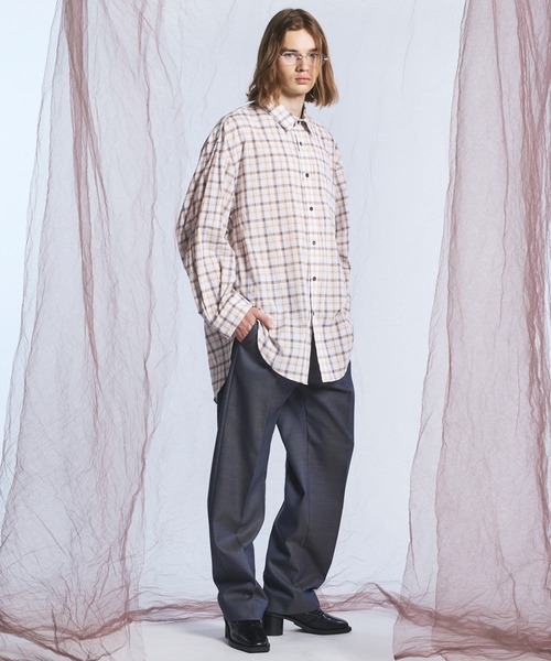 MAISON SPECIAL（メゾンスペシャル）の「《UNISEX》【イタリアンデッドストックファブリック】プライムオーバーレギュラーカラーシャツコート/【Italian Dead Stock Fabric】Prime-Over Regular Collar Shirt Coat【MAISON SPECIAL/メゾンスペシャル】（シャツ/ブラウス・メンズ・オレンジ/グレイッシュベージュ/ライトグリーン/ネイビー/レッド/カーキ/グレー/ライトグレー/ブルー・2/1/0）」の22枚目の写真