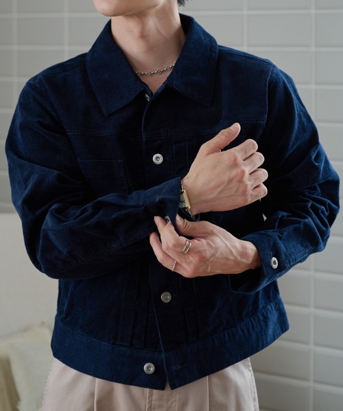 sedacle(セダクル)の「Vintage Corduroy Trucker Jacket/ヴィンテージ コーデュロイ トラッカージャケット(デニムジャケット・メンズ・ネイビー/キャメル・MEDIUM/LARGE/SMALL)」の5枚目の写真