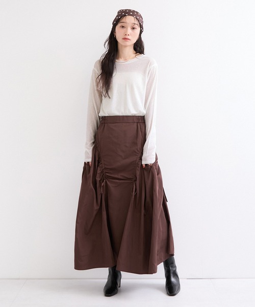 le cercle ADAM ET ROPE'(ルセルクルアダムエロペ)の「シアーメロー長袖トップス(Tシャツ/カットソー・レディース・ホワイト/ブラック/ダークブラウン/レッド・FREE)」の8枚目の写真