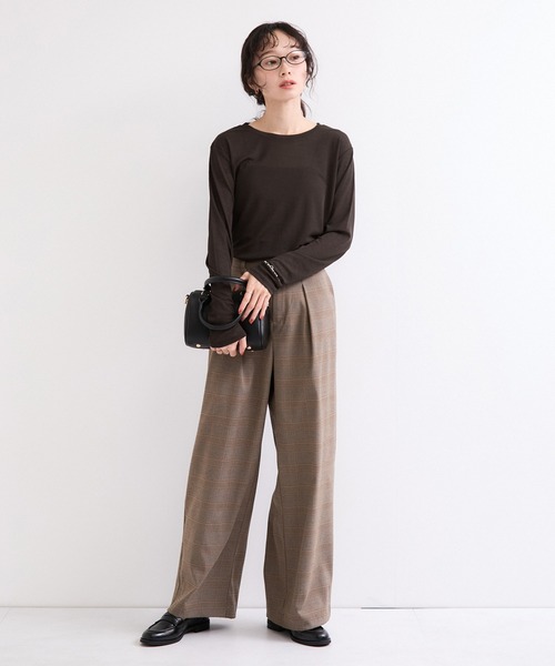 le cercle ADAM ET ROPE'(ルセルクルアダムエロペ)の「シアーメロー長袖トップス(Tシャツ/カットソー・レディース・ホワイト/ブラック/ダークブラウン/レッド・FREE)」の9枚目の写真