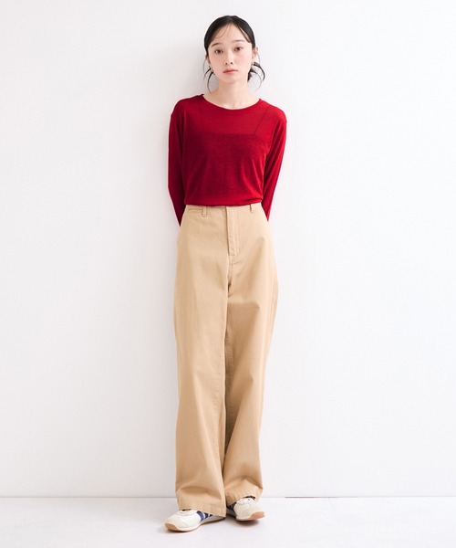 le cercle ADAM ET ROPE'(ルセルクルアダムエロペ)の「シアーメロー長袖トップス(Tシャツ/カットソー・レディース・ホワイト/ブラック/ダークブラウン/レッド・FREE)」の11枚目の写真