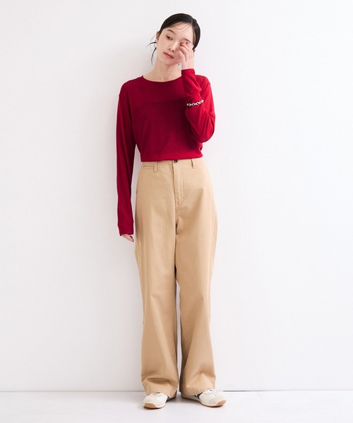 le cercle ADAM ET ROPE'(ルセルクルアダムエロペ)の「シアーメロー長袖トップス(Tシャツ/カットソー・レディース・ホワイト/ブラック/ダークブラウン/レッド・FREE)」の12枚目の写真