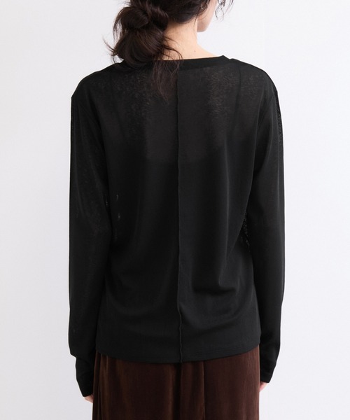 le cercle ADAM ET ROPE'(ルセルクルアダムエロペ)の「シアーメロー長袖トップス(Tシャツ/カットソー・レディース・ホワイト/ブラック/ダークブラウン/レッド・FREE)」の20枚目の写真