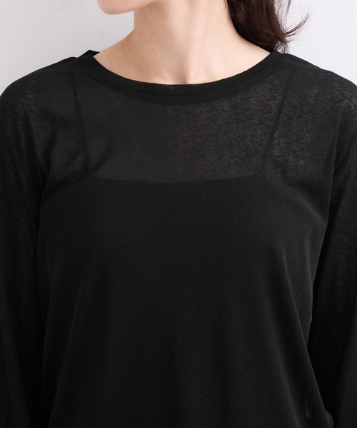 le cercle ADAM ET ROPE'(ルセルクルアダムエロペ)の「シアーメロー長袖トップス(Tシャツ/カットソー・レディース・ホワイト/ブラック/ダークブラウン/レッド・FREE)」の21枚目の写真