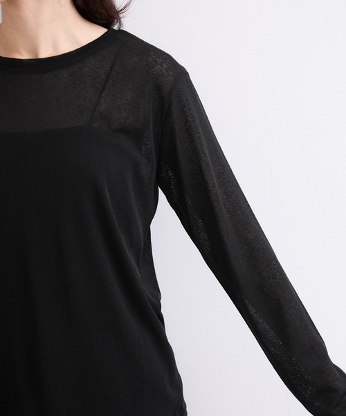 le cercle ADAM ET ROPE'(ルセルクルアダムエロペ)の「シアーメロー長袖トップス(Tシャツ/カットソー・レディース・ホワイト/ブラック/ダークブラウン/レッド・FREE)」の22枚目の写真