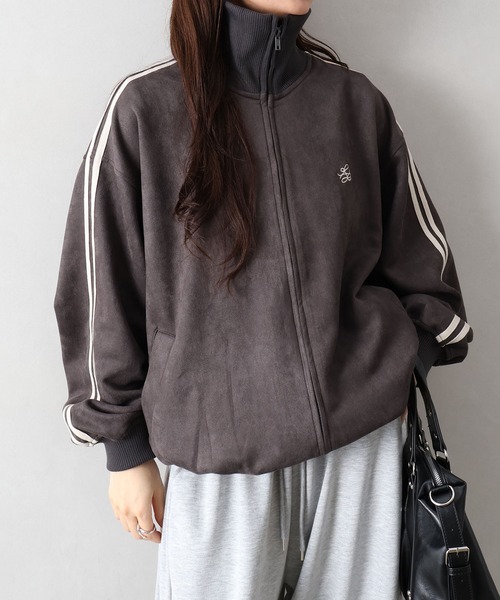 SpRay(スプレイ)の「【秋物先取り/こなれ感】スエードポンチトラックジャケット(その他アウター・レディース・ブラック系その他2/ブラウン/ピンクベージュ/ベージュ系その他/ホワイト系その他2/スミクロ・FREE)」の7枚目の写真