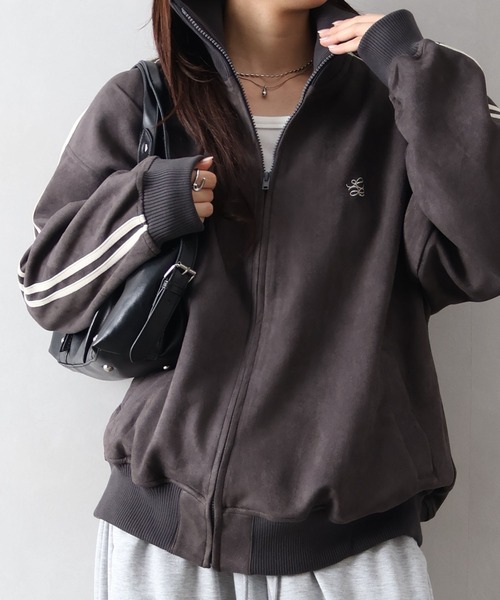 SpRay(スプレイ)の「【秋物先取り/こなれ感】スエードポンチトラックジャケット(その他アウター・レディース・ブラック系その他2/ブラウン/ピンクベージュ/ベージュ系その他/ホワイト系その他2/スミクロ・FREE)」の9枚目の写真