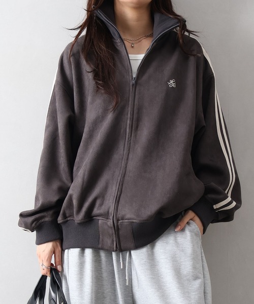 SpRay(スプレイ)の「【秋物先取り/こなれ感】スエードポンチトラックジャケット(その他アウター・レディース・ブラック系その他2/ブラウン/ピンクベージュ/ベージュ系その他/ホワイト系その他2/スミクロ・FREE)」の12枚目の写真