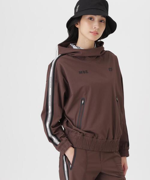 MASTER BUNNY EDITION(マスターバニーエディション)の「ドビー凹凸ストライプフーディプルオーバー (WOMENS)(ブルゾン・レディース・ブラウン/ブラック・MEDIUM/LARGE/SMALL)」の2枚目の写真