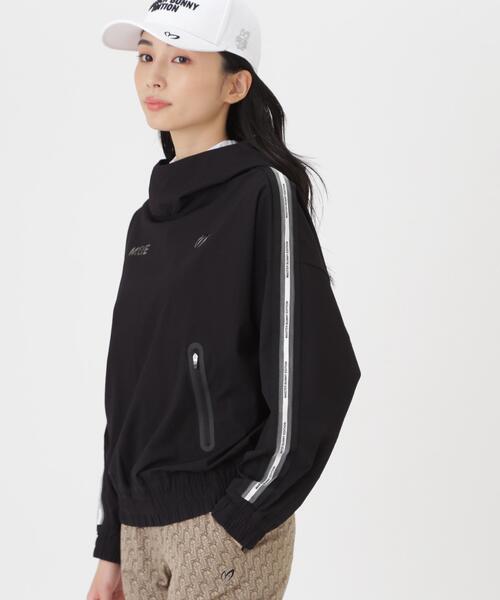 MASTER BUNNY EDITION(マスターバニーエディション)の「ドビー凹凸ストライプフーディプルオーバー (WOMENS)(ブルゾン・レディース・ブラウン/ブラック・MEDIUM/LARGE/SMALL)」の1枚目の写真