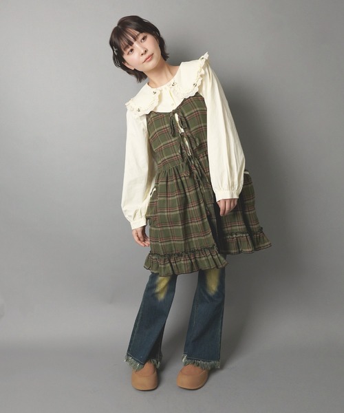 SPINNS(スピンズ)の「長袖ブラウス/小花柄丸襟/NEO森ガール(シャツ/ブラウス・レディース・ブラウン/オフホワイト/アイボリー・ONESIZE)」の11枚目の写真