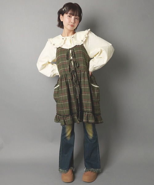 SPINNS(スピンズ)の「長袖ブラウス/小花柄丸襟/NEO森ガール(シャツ/ブラウス・レディース・ブラウン/オフホワイト/アイボリー・ONESIZE)」の9枚目の写真