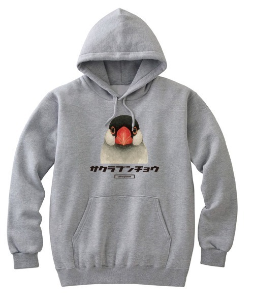 Moftique(モフティック)の「Moftique(モフティック) プルパーカー スウェット 裏毛 サクラブンチョウ 鳥 ペット アニマル プリント トップス レディース ユニセックス(パーカー・レディース・ヘザーグレー/ホワイト/ブラック・S/XS)」の3枚目の写真