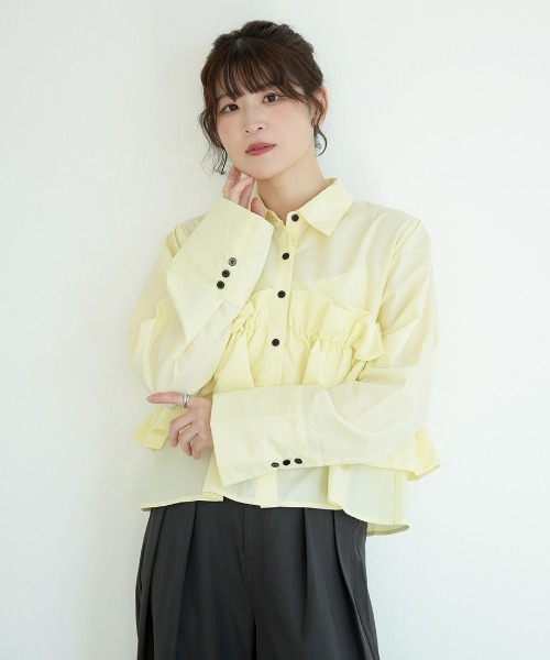 Nulli(ヌリ)の「フロントフリルシャツ(シャツ/ブラウス・レディース・ブルー/ピンク/オフホワイト/イエロー・FREE)」の22枚目の写真