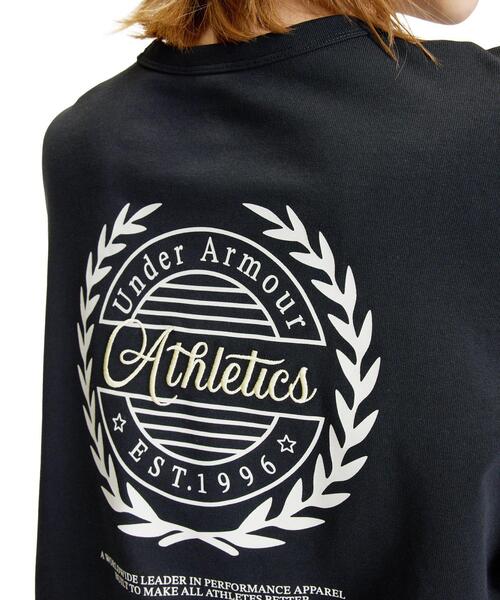 UNDER ARMOUR（アンダーアーマー）の「UAヘビーウエイト プリント ロングスリーブ Tシャツ（ライフスタイル/レディース）（Tシャツ/カットソー・レディース・ブラック系・L/S/XL/M）」の5枚目の写真
