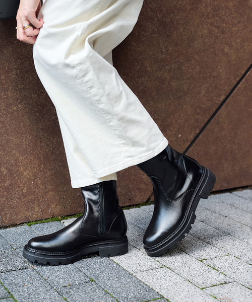 eness(エネス)の「ENESS/エネス COW LEATHER インサイドジップブーツ(ブーツ・レディース・ブラック・22.5cm/23.5cm/24.5cm)」の4枚目の写真