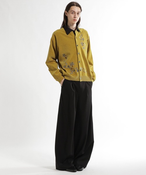 HARE(ハレ)の「フラワーシシュウクルーネックニットカーディガン(HARE)(カーディガン/ボレロ・メンズ・グリーン/イエロー/ブラック・FREE)」の10枚目の写真