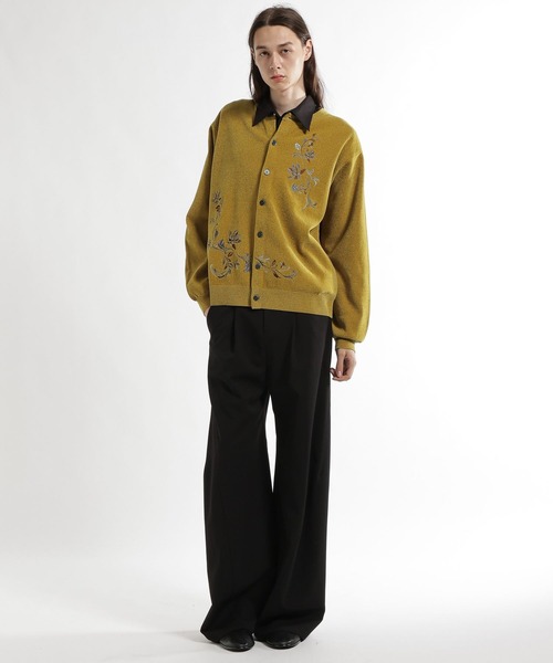 HARE(ハレ)の「フラワーシシュウクルーネックニットカーディガン(HARE)(カーディガン/ボレロ・メンズ・グリーン/イエロー/ブラック・FREE)」の11枚目の写真
