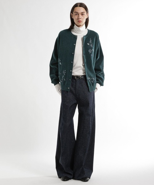 HARE(ハレ)の「フラワーシシュウクルーネックニットカーディガン(HARE)(カーディガン/ボレロ・メンズ・グリーン/イエロー/ブラック・FREE)」の15枚目の写真