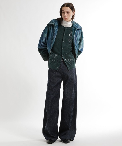 HARE(ハレ)の「フラワーシシュウクルーネックニットカーディガン(HARE)(カーディガン/ボレロ・メンズ・グリーン/イエロー/ブラック・FREE)」の16枚目の写真