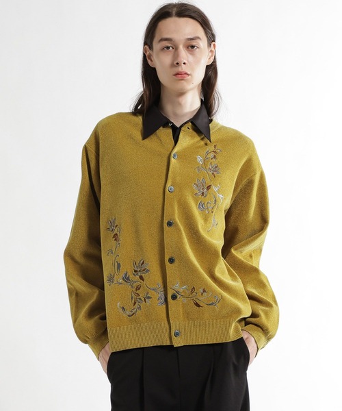HARE(ハレ)の「フラワーシシュウクルーネックニットカーディガン(HARE)(カーディガン/ボレロ・メンズ・グリーン/イエロー/ブラック・FREE)」の22枚目の写真