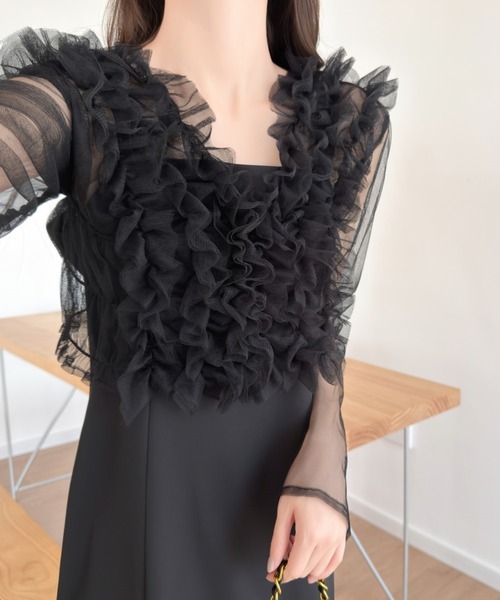 ABITOKYO(アビトーキョー)の「チュールフリルボレロ&マーメイドロングワンピース2点セット(ワンピース・レディース・ブラック/モカ・M/L/XL)」の12枚目の写真