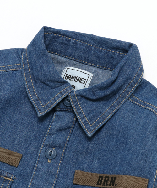 BRANSHES（ブランシェス）の「ミリタリーシャツ（シャツ/ブラウス・キッズ・ネイビー/カーキ・120cm/130cm/90cm/100cm/110cm/150cm/140cm）」の6枚目の写真