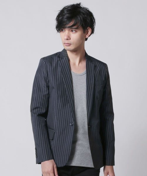 THE CASUAL(カジュアル)の「1つボタン ショート丈 テーラード ジャケット ノッチドラペル(テーラードジャケット)」|ブルー系その他