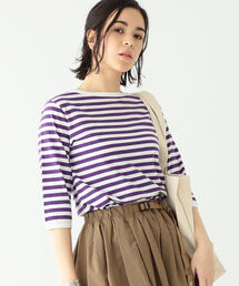 BEAMS BOY | BEAMS BOY / 1cｍボーダー ボートネック7分袖②(Tシャツ/カットソー)