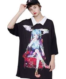 ダーティーガールズシャツ襟Tシャツ -メガビッグ-